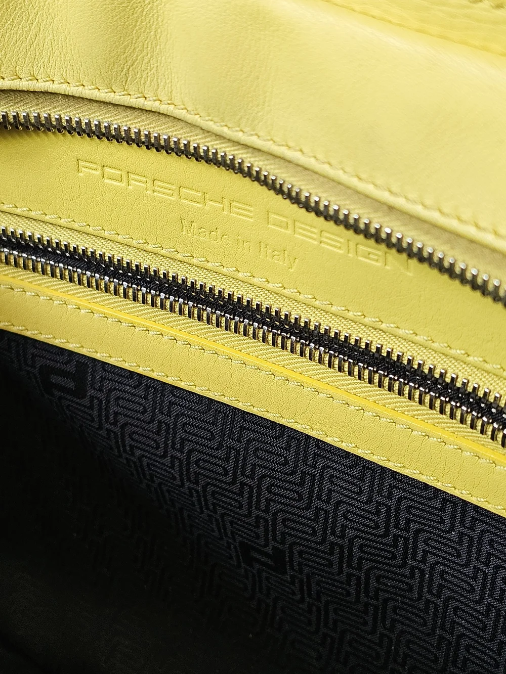 Porsche Design Yellow Leather Twin Satchel Shoulder Bag Italy Handbag Purse